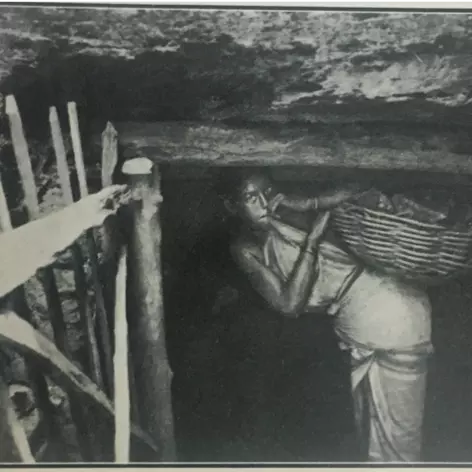 woman mining coal